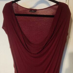 JKLA California Women's Burgandy Scoop-Neck Ruched Top **USED**